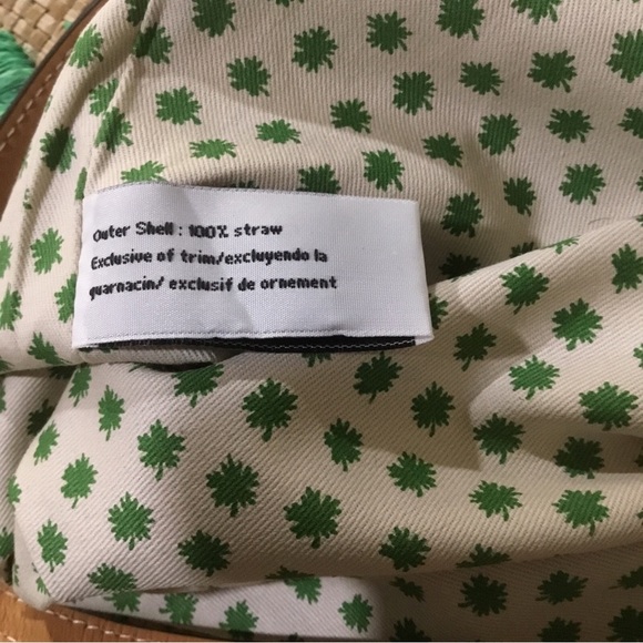 Francis Valentine Natural Straw Green Embroidery Flat Tote NWOT Flower Bag Purse - Picture 7 of 10